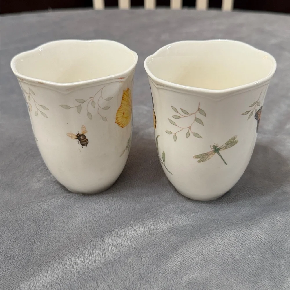 Lenox Butterfly Meadow Set of 2 Coffee‎ Tea Mugs Cups Dragonfly and Monarch - Picture 2 of 10
